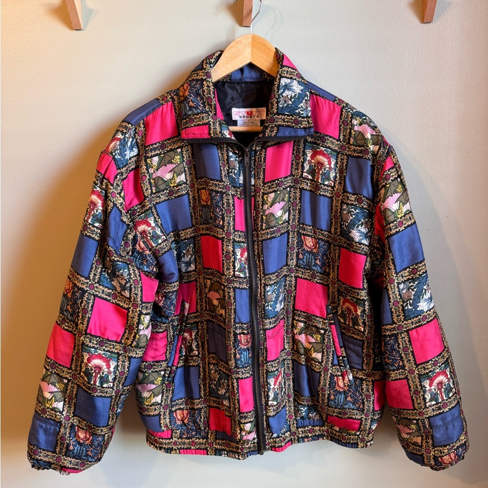 Vintage Stunt Sports 100% Silk Puffy Jacket